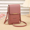 Dark Pink Women's Cute Mini PU Leather Crossbody Phone Bag (19x12x4cm) - Touch Screen Window, Vertical Style-1