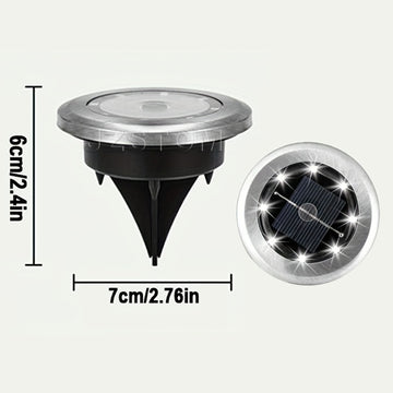 4-Pack Solar LED In-Ground White Light Set (Single 7.1x7.1x6.1cm) - Stainless Steel Waterproof Outdoor Garden Pathway and Landscape Spike Lamp