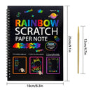 3-Pack DIY Rainbow Scratch Art Books Set - Neon Black Scratch Paper for Kids, Multi-Size (S, M, L) Creative Drawing & Fun-4