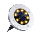 4-Pack Classic Large 8 LED Solar In-Ground Yellow Light Set (12  x 12  x 13 cm) - Stainless Steel Waterproof Garden Spike Lamps for Lawn & Pathway-1