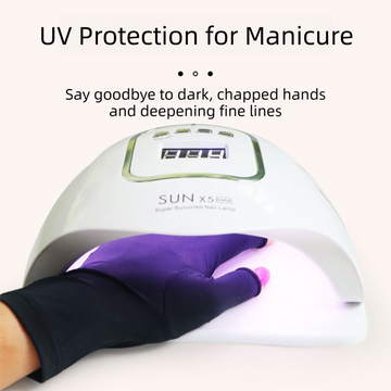 5-Pair Pink UV Protection Fingerless Gloves for Nail Art Curing and Cycling Sun Protection - Made of Nylon/Spandex, Manicure Hand Care - 0