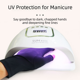 5-Pair Blue UV Protection Fingerless Gloves for Nail Art Curing and Cycling Sun Protection - Made of Nylon/Spandex, Manicure Hand Care - 0