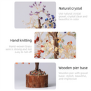 Purple Natural Crystal Hand-woven Gemstone Money Tree Ornament (H: 23 cm) - Wind-Soothing Healing Stone Tree of Life, Wooden Stump and Stone Base-2