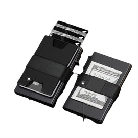 2-Pack Black Metal Thin Slim Men Women Pop Up Wallet (10.1 x 6.9 x 1.7 cm) - RFID Anti-theft Card Holder with box - 0