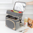 Black Dual Layer Insulated Lunch Bag 12L Large Capacity Cooler Tote with Adjustable Strap Leakproof Thermal Food Carrier for Work Picnic and Camping-2