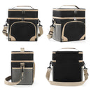 Grey Dual Layer Insulated Lunch Bag 12L Large Capacity Cooler Tote with Adjustable Strap Leakproof Thermal Food Carrier for Work Picnic and Camping-4