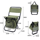 Olive green 3-in-1 Portable Folding Camping Chair with Built-in 10L Cooler Bag Lightweight Backpack Stool for Fishing Beach and Outdoor Picnics-2
