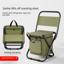 Military green 3-in-1 Portable Folding Camping Chair with Built-in 10L Cooler Bag Lightweight Backpack Stool for Fishing Beach and Outdoor Picnics-3