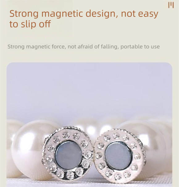 3 Pairs Magnetic Pearl Curtain Tiebacks（25cm） - No-Drill ABS Bead Holdback with Rhinestone Clasp