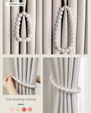 3 Pairs Magnetic Pearl Curtain Tiebacks（25cm） - No-Drill ABS Bead Holdback with Rhinestone Clasp-4