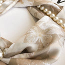 Blue Butterfly 2-in-1 Magnetic Pearl Scarf & Necklace Set - Floral Print Polyester Neck Wrap with Detachable Bead Chain-4