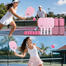 Pink Fiberglass Pickleball Paddle Set - 4 Minimalist Paddles, 8 Balls, and 2 Carry Bags for Outdoor Play-3