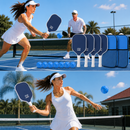 Dark Blue Fiberglass Pickleball Paddle Set - 4 Minimalist Paddles, 8 Balls, and 2 Carry Bags for Outdoor Play-3