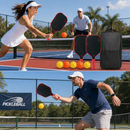 Red and Black T700 Carbon Fiber Pickleball Paddle Set - 16mm Textured Matte Finish with Oxford Carry Bag & PE Balls-3