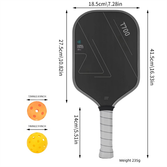 Red and Black T700 Carbon Fiber Pickleball Paddle Set - 16mm Textured Matte Finish with Oxford Carry Bag & PE Balls