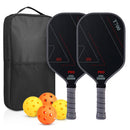 Grey and Black T700 Carbon Fiber Pickleball Paddle Set - 16mm Textured Matte Finish with Oxford Carry Bag & PE Balls-1
