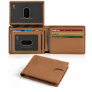 Brown Men's Vegan Leather Slim Trifold Wallet - RFID Blocking, Dual ID Windows & 15 Card Slots - Minimalist Gift for Business and Travel-1
