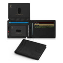 Black Men's Vegan Leather Slim Trifold Wallet - RFID Blocking, Dual ID Windows & 15 Card Slots - Minimalist Gift for Business and Travel-1