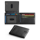 Black Men's Carbon Fiber Slim Trifold Wallet - RFID Blocking, Dual ID Windows & 15 Card Slots - Minimalist Gift for Business and Travel-1
