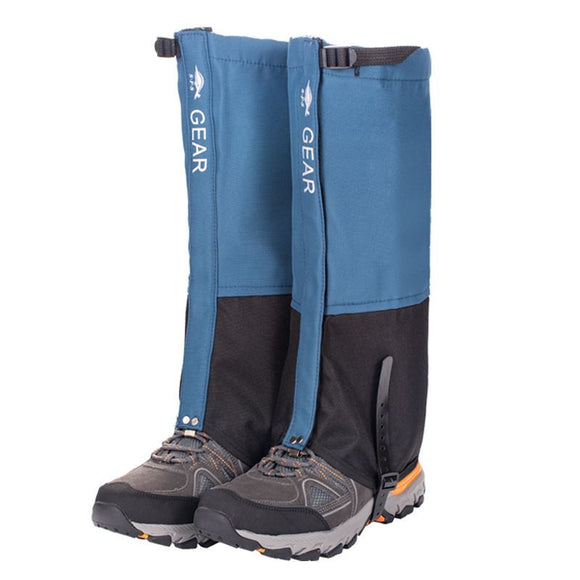 Blue Breathable Nylon Waterproof Hiking Leg Gaiters and Snow Boot Gaiters (Fleece Lining) - Unisex Adjustable Sand & Mud Protection for Mountaineering & Desert Trekking, S Size