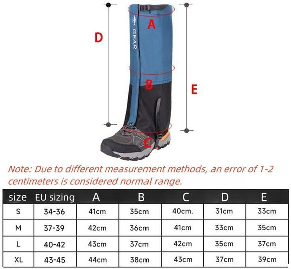 Green Breathable Nylon Waterproof Hiking Leg Gaiters and Snow Boot Gaiters (Fleece Lining) - Unisex Adjustable Sand & Mud Protection for Mountaineering & Desert Trekking, M Size