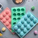 2PCS Green 3D Rose Shaped Silicone Baking Mold (15 Cavity) - Non-Stick Cake Chocolates & Jelly Pan - Durable Flexible Easy Release for Holiday Desserts-4
