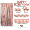 Black and White Premium Foil Balloon Party Kit – Happy Birthday Banner, 2 Star & 2 Heart Foil Balloons, 10 Confetti + 10 Pearl Latex Balloons, 2m Fringe Curtain & 10m Ribbon – Elegant, Easy Setup for Birthdays & Celebrations-2