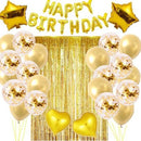 Blue Premium Foil Balloon Party Kit – Happy Birthday Banner, 2 Star & 2 Heart Foil Balloons, 10 Confetti + 10 Pearl Latex Balloons, 2m Fringe Curtain & 10m Ribbon – Elegant, Easy Setup for Birthdays & Celebrations-4