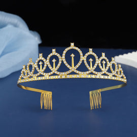 2-piece Golden Birthday Girl Tiara and Sash Set - Elegant Rhinestone Alloy Crown with , Glitter "BIRTHDAY GIRL" Sash & Safety Pin - Perfect Princess Party Accessory for Women and Girls - 0