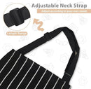 2-Pack Striped Adjustable Apron - Cross-Neck Bib Work Apron for Restaurant Catering Gardening(black thick stripes)-4