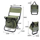 3-in-1 Green Large Portable Folding Camping Chair with Zippered Cooler Bag and 35*35cm Thick Plush Seat Cushion, Outdoor Fishing and Picnic Stool with Backrest and 25 *27 *18.5cm Insulated Storage Pocket-5