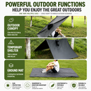 3-in-1 Black Camping Rain Poncho / Outdoor Shelter Tarp / Ground Sheet (82.7 x 55 inch) with 2 Pairs Rain Shoe Covers - Large Backpack Coverage, Drawstring Hood and Carry Bag for Hiking Trekking Cycling Use-3