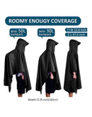 3-in-1 Black Camping Rain Poncho / Outdoor Shelter Tarp / Ground Sheet (82.7 x 55 inch) with 2 Pairs Rain Shoe Covers - Large Backpack Coverage, Drawstring Hood and Carry Bag for Hiking Trekking Cycling Use-4