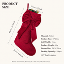 18 Inch Oversized Watermelon Red Luxury Velvet Christmas Stocking with Bow & Loop, Fireplace Hanging Gift Bag, Holiday Mantel Decor and Present Holder-5
