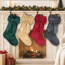 18 Inch Oversized White Luxury Velvet Christmas Stocking with Bow & Loop, Fireplace Hanging Gift Bag, Holiday Mantel Decor and Present Holder-4