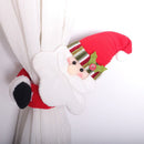 Christmas Flannel Throw Blanket and Santa Curtain Tieback Set, 150x200cm Thick Fleece Sofa Blanket with 2 Plush Santa Velcro Curtain Holders for Holiday Home Decor-6