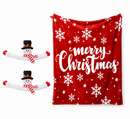 Christmas Flannel Throw Blanket and Snowman Curtain Tieback Set, 150*130cm Thick Fleece Sofa Blanket with 2 Plush Snowman Velcro Curtain Holders for Holiday Home Decor-1