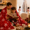 Christmas Flannel Throw Blanket and Snowman Curtain Tieback Set, 150*130cm Thick Fleece Sofa Blanket with 2 Plush Snowman Velcro Curtain Holders for Holiday Home Decor-2
