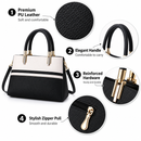 Large Capacity Color Block PU Leather Handbag, Square Shoulder Crossbody Bag with Bottom Rivets & Multi‑Pocket Storage for Daily Casual Use, Orange and White 29 x 21 x 14CM-2