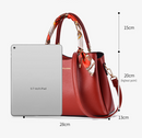 Black Large Capacity Lychee PU Leather Tote Handbag - Elegant Women's Satchel Crossbody Bag with Green Silk Scarf & Mental Leaf Pendant Decor-5