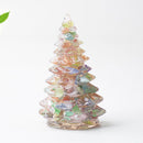 Colourful Cat eye Resin Crystal Christmas Tree Ornament - 55 x 87mm Decorative Mixed Gemstone Style Tabletop Tree for Festive Home Decor Gift Giving-1
