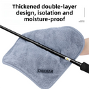 2 Pack Microfibre Fishing Towel with Overlapping Pocket & Carabiner Clip - 24 x 24cm Thickened Absorbent Fish Handling Cloth for Lure Fishing and Outdoor Angling-3