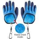 Waterproof Fishing Gloves with Fleece Lining - Thick Latex Coated Fish Handling Gloves, Anti-Slip Textured Grip and Magnetic Quick Release Clips for Winter Sea Fishing-1
