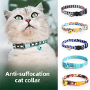 Style 3 Adjustable Anti-suffocation Cat Collar with Bell (15 to 30cm) -  Lightweight Printed Kitten Breakaway Neck Collar, Quick Release Safety Buckle, Colourful Pet Accessories, Style 1-2