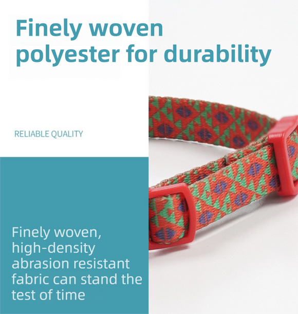 Style 3 Adjustable Anti-suffocation Cat Collar with Bell (15 to 30cm) -  Lightweight Printed Kitten Breakaway Neck Collar, Quick Release Safety Buckle, Colourful Pet Accessories, Style 1