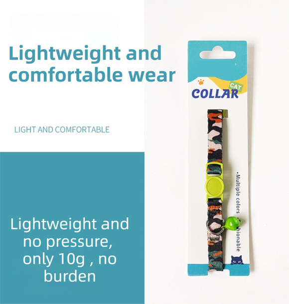 Style 4 Adjustable Anti-suffocation Cat Collar with Bell (15 to 30cm) -  Lightweight Printed Kitten Breakaway Neck Collar, Quick Release Safety Buckle, Colourful Pet Accessories, Style 1