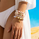 Pink Bohemian Layered Beach Bracelet Set (Boxed) - 8 PCS Women's Stackable Clay Beaded Bracelets with Cowrie Shells & Starfish Charm, Eco-Friendly Coastal Summer Holiday Jewellery-5