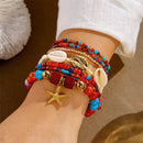 Colorful Bohemian Layered Beach Bracelet Set (Boxed) - 8 PCS Women's Stackable Clay Beaded Bracelets with Cowrie Shells & Starfish Charm, Eco-Friendly Coastal Summer Holiday Jewellery-2