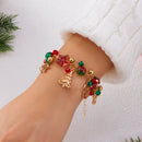 2-Piece Christmas Charm Colourful Beaded Bracelets Set for Women (Boxed) - Zinc Alloy Holiday Jewellery Gift with Christmas Tree, Santa Claus, Snowflake and Snowman Pendants-2