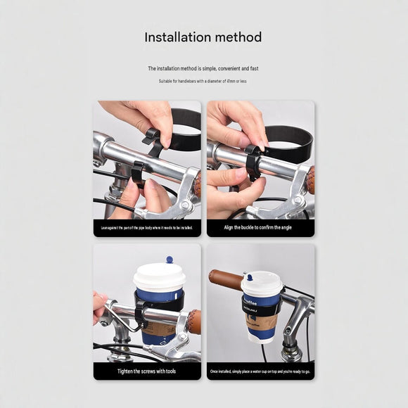 Black Aluminium Alloy Bicycle Cup Holder - Adjustable Handlebar Mount for Coffee Bottles, Universal Drink Rack for E-Bikes Motorcycles Road Bikes